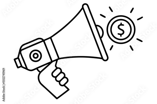 A collection of minimalist business and finance line icons in black outline style. This vector set includes icons of handshakes, giving and receiving money, charity donations, holding coins, financial