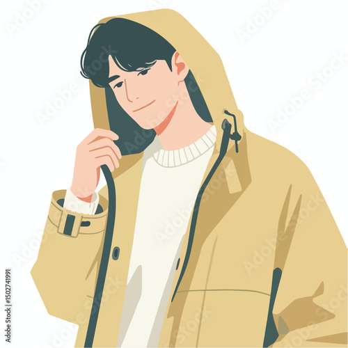 vector image of a person wearing a raincoat