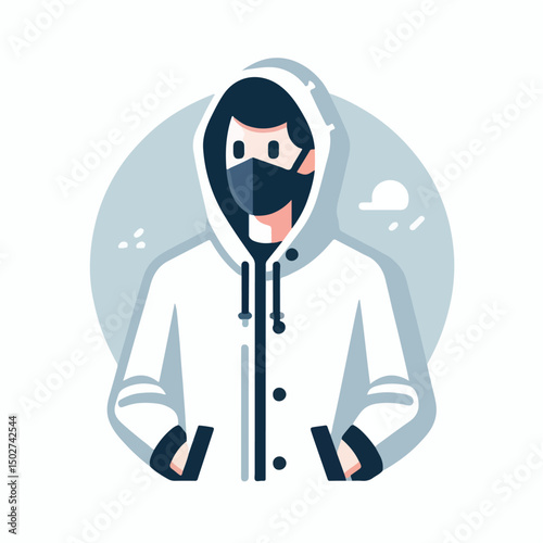 vector image of a person wearing a raincoat