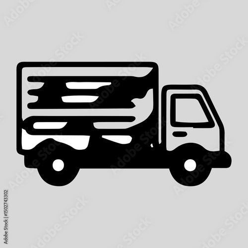 Delivery Truck Icon Simple Black and White Vector Illustration