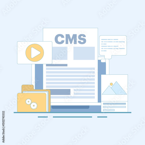 Content management concept vector illustration. website management software, CMS - content management system, marketing strategy, communication for online websites. flat design illustration.