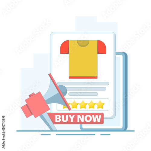 Online Shopping Concept flat illustration. e-commerce, flash sale, discount, cashless payment, digital, shopping with devices and goods on display. flat vector illustration on background.