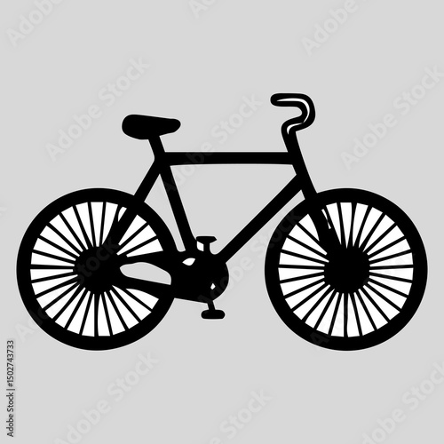 Classic Bicycle Illustration Simple Black and White Vector Graphic