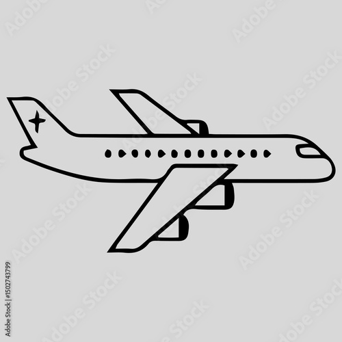 Simple Airplane Illustration Vector Graphic of a Passenger Jet