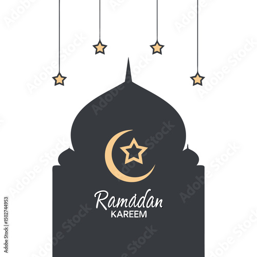 Elegant Ramadan Kareem design with crescent moon, stars, and lanterns creating a stunning Islamic art motif Ramadan Islamic icon