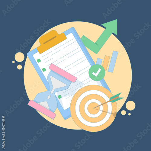 time management and development concepts, target and goal achievement metaphors for productive work, self-control system development. Target and goal achievement metaphors.