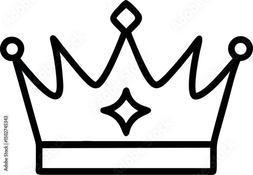 Crown Outline Icon on White Background–Royal Minimal Vector Symbol representing royalty, power, and luxury. Perfect for use in logos, award badges, app icons, or elegant design projects.