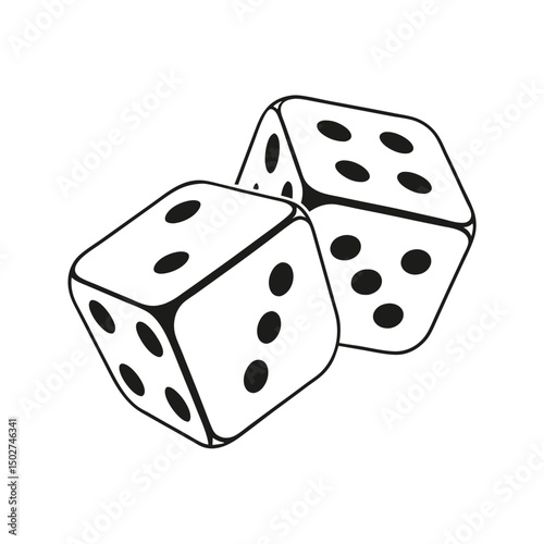 Two Dice Cubes on White Background. Vector icon Illustration