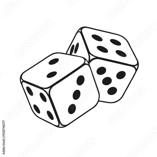 Two Dice Cubes on White Background. Vector icon Illustration