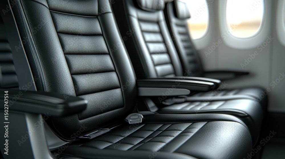 Obraz premium Airplane seats in a modern passenger cabin