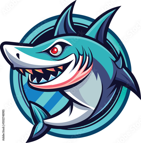 aggressive shark mascot logo cartoon vector illustration