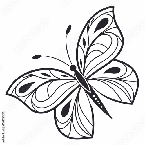 Wallpaper Mural black and white floral buterfly Torontodigital.ca