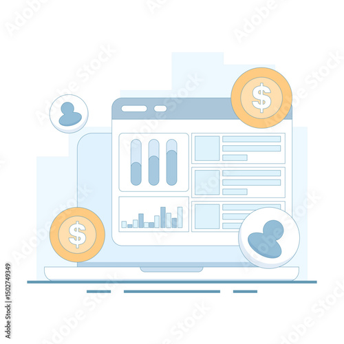 Pay Per Click or PPC Marketing Concept, Website PPC Campaign, PPC Campaign Analysis, Digital Advertising Campaign. Pay per click marketing, website paid traffic. Successful PPC Strategy.