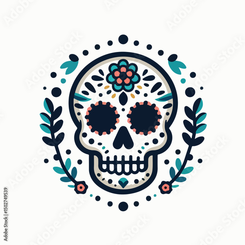 skull vector image with flowers