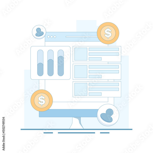 Pay Per Click or PPC Marketing Concept, Website PPC Campaign, PPC Campaign Analysis, Digital Advertising Campaign. Pay per click marketing, website paid traffic. Successful PPC Strategy.