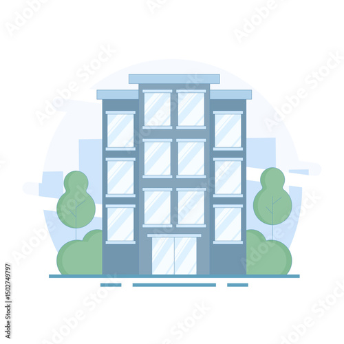 Illustration of building design that embodies modern architectural style. residential houses and urban homes. retro and modern buildings in the city. shop buildings and house exteriors. flat design.