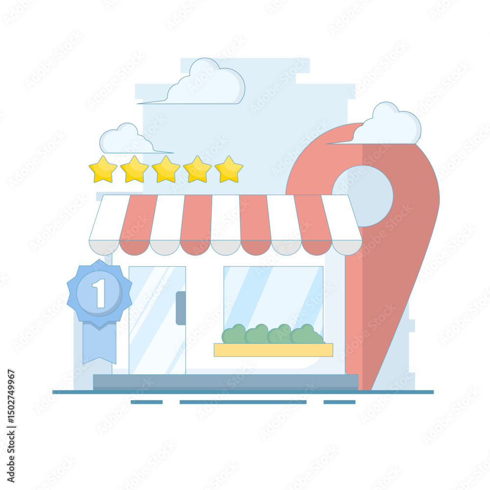 Fototapeta premium Local Search Concept. Local business marketing. Geofencing for local SEO. Location based SEO strategies to attract customers. Increase traffic and search engine optimization. Design illustrations.