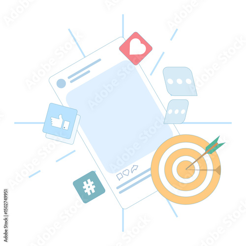 Targeted content concepts. Social media engagement ideas. Social media and digital marketing, Growth of likes, comments and online followers. Content that grabs attention and customer engagement.