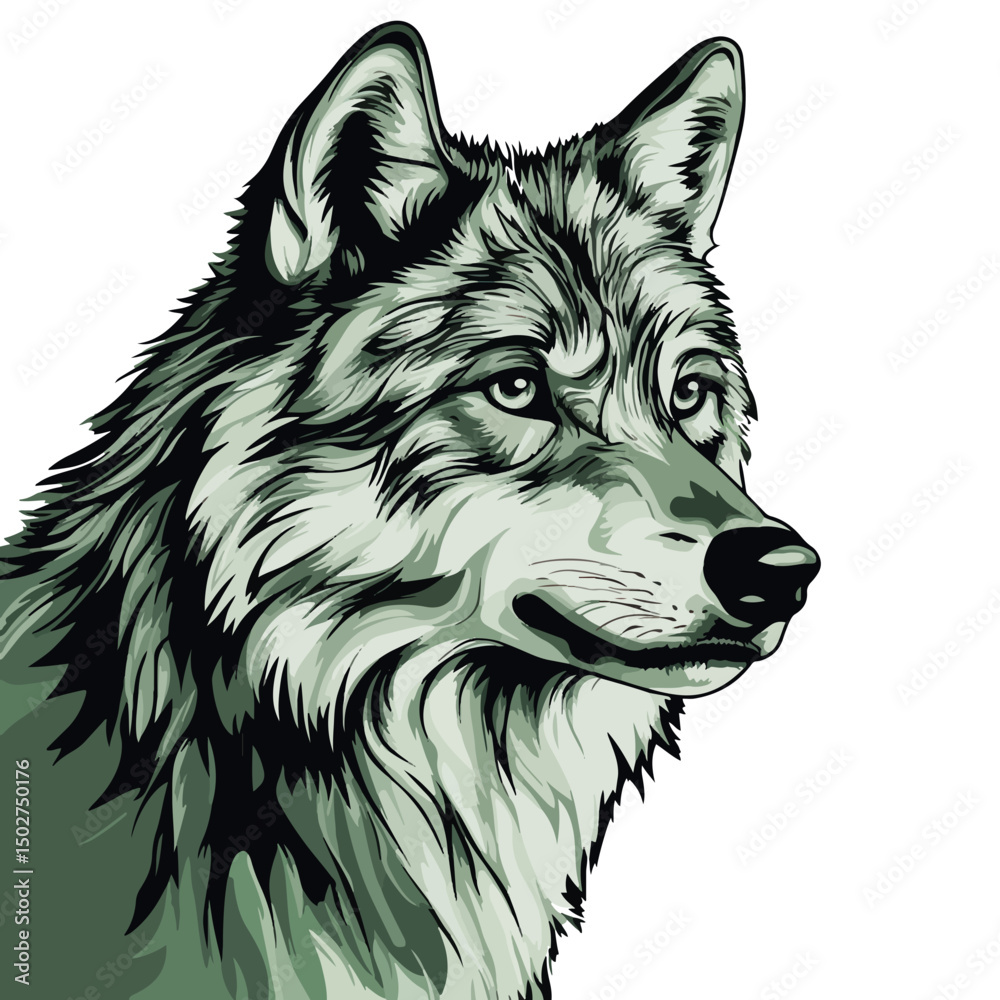 Fototapeta wolf, animal, vector, transparent background, isolated, canine, cute, breed, pet, predator, wildlife, nature, canis, carnivore, mammal, zoo, wild