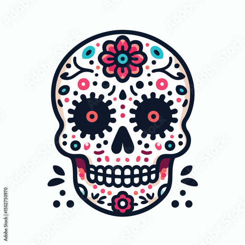 skull vector image with flowers