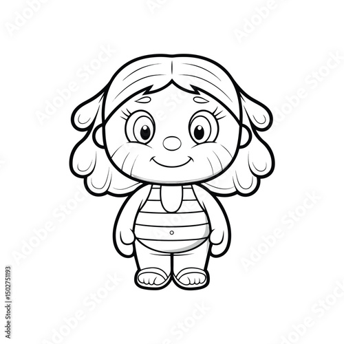 Adorable cartoon character of a girl in a swimsuit ready for summer fun and adventures