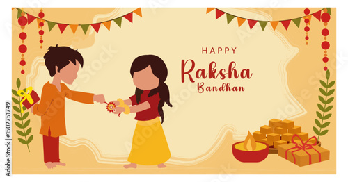 Happy Raksha Bandhan Sibling Love and Tradition Vector Art-01