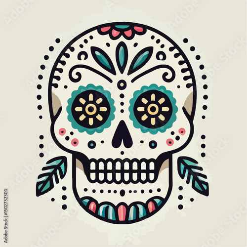 skull vector image with flowers