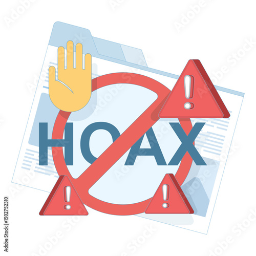 fake news concept, fake information in online news, stop the spread of fake news. Junk news content, Disinformation in newspapers. Stop misinformation on the internet and media. flat illustration.