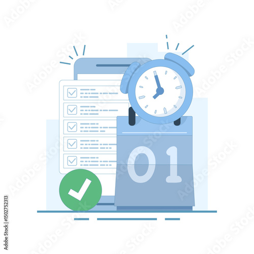 Planning App Concept. Calendar, schedule, appointment. Business Task Management. priority, important, reminder days on calendar. productivity concept. flat design illustration.