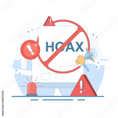 fake news concept, fake information in online news, stop the spread of fake news. Junk news content, Disinformation in newspapers. Stop misinformation on the internet and media. flat illustration.