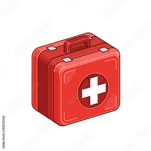 Pixel Art First Aid Kit: Red Medical Box Illustration