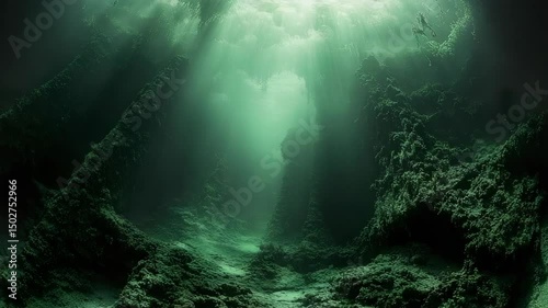 An underwater cave in the middle of the ocean