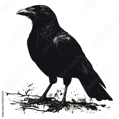crow, animal, vector, transparent background, raven, nature, wildlife, feather, beak, isolated, wing, wild