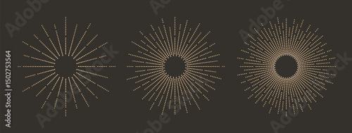 Bohemian sunburst, starburst, firework design. Abstract magic modern boho sun, star frame. Vector sparkle rays, flashes