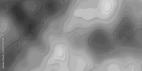 Abstract paper cut background with lines. Background of the topographic map. Gray wave paper curved reliefs abstract background. Realistic papercut decoration textured with wavy layers.
