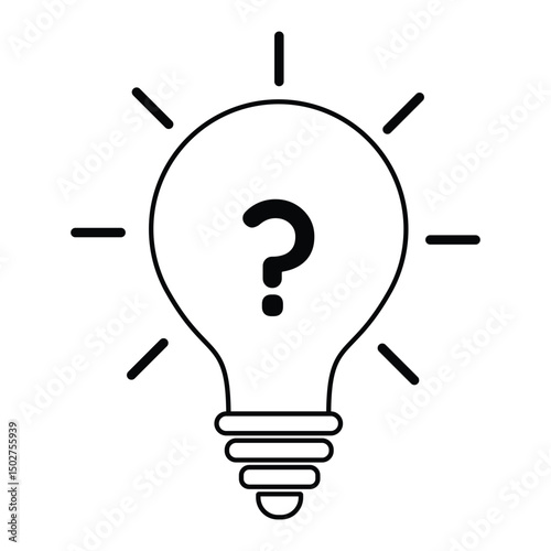 Creative idea light bulb innovation solution concept icon vector illustration with question mark for thinking imagination brainstorming knowledge design.