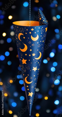 Night cone, hanging, moon and star design