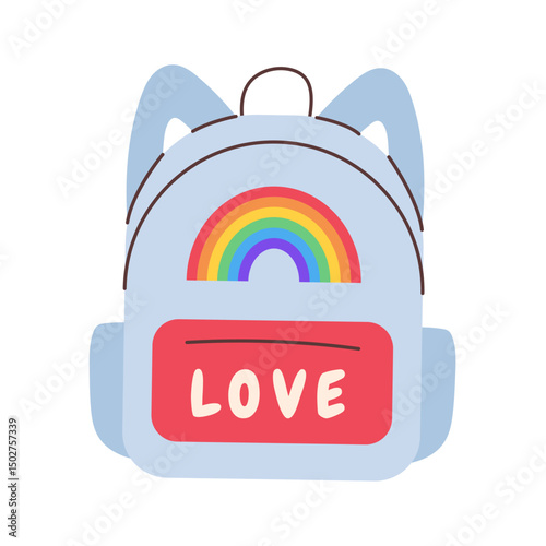 Backpack in LGBTQ+ pride flag colors. Vector illustration. копия