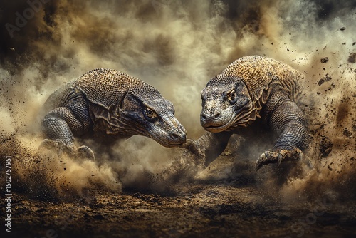 A dynamic action shot capturing the powerful clash photo