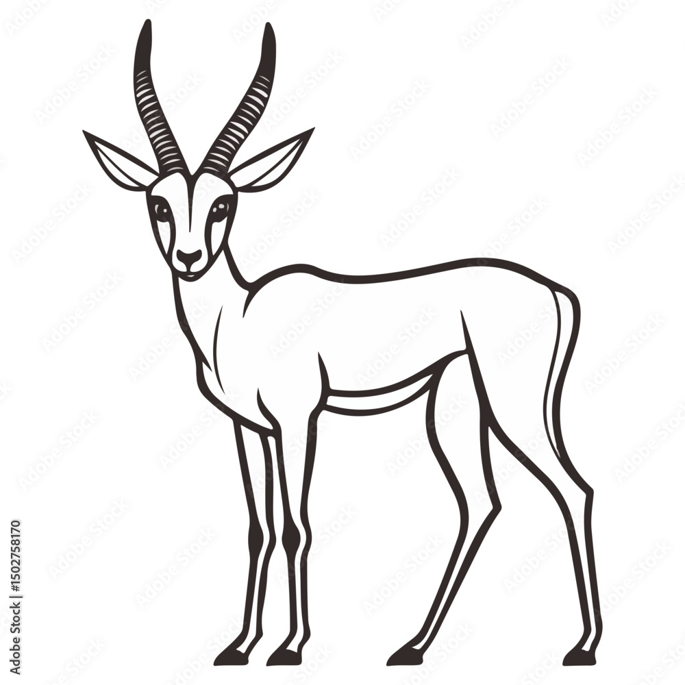 Fototapeta premium gazelle, animal, vector, transparent background, wildlife, mammal, nature, cute, antelope, zoo, isolated, farm, herbivore, springbok