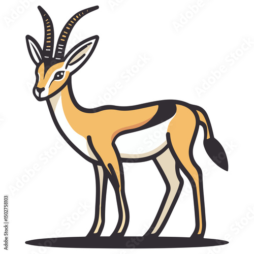gazelle, animal, vector, transparent background, wildlife, mammal, nature, cute, antelope, zoo, isolated, farm, herbivore, springbok