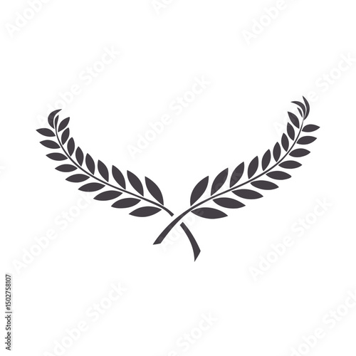 Branches of olives, flat silhouette, black, white, symbol wreaths depicting an award, heraldry, laurel, achievement, victory, crown, winner, ornate,Vector icon illustration.