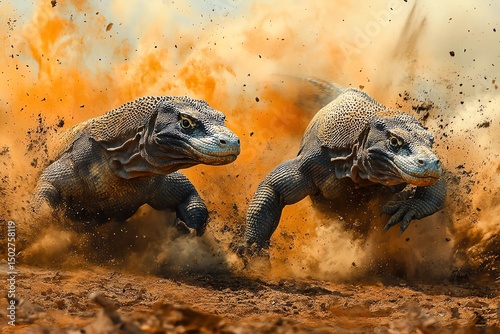 A dynamic action shot capturing the powerful clash photo