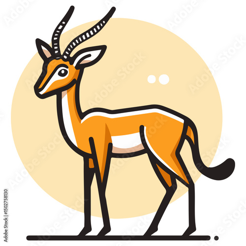 gazelle, animal, vector, transparent background, wildlife, mammal, nature, cute, antelope, zoo, isolated, farm, herbivore, springbok