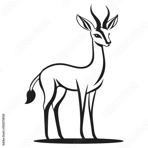 gazelle, animal, vector, transparent background, wildlife, mammal, nature, cute, antelope, zoo, isolated, farm, herbivore, springbok