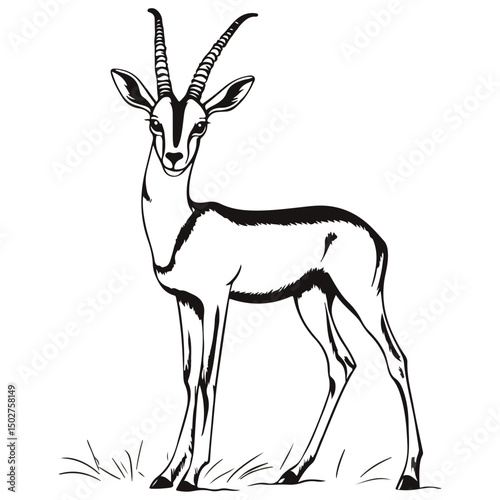 gazelle, animal, vector, transparent background, wildlife, mammal, nature, cute, antelope, zoo, isolated, farm, herbivore, springbok