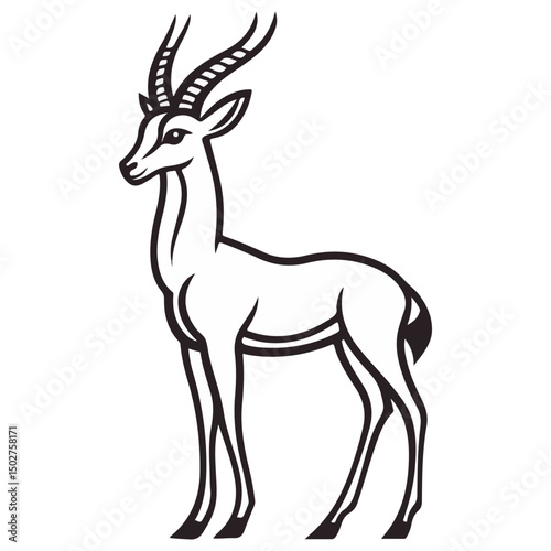gazelle, animal, vector, transparent background, wildlife, mammal, nature, cute, antelope, zoo, isolated, farm, herbivore, springbok