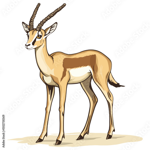 gazelle, animal, vector, transparent background, wildlife, mammal, nature, cute, antelope, zoo, isolated, farm, herbivore, springbok