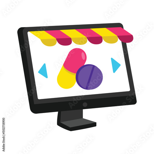Medicine Online Vector style icon. Eps 10 file