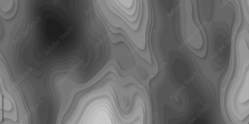 Obraz premium Abstract paper cut background with lines. Background of the topographic map. Gray wave paper curved reliefs abstract background. Realistic papercut decoration textured with wavy layers.